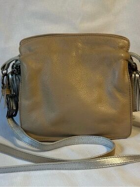 Brighton Taupe Leather Crossbody with Silver Strap